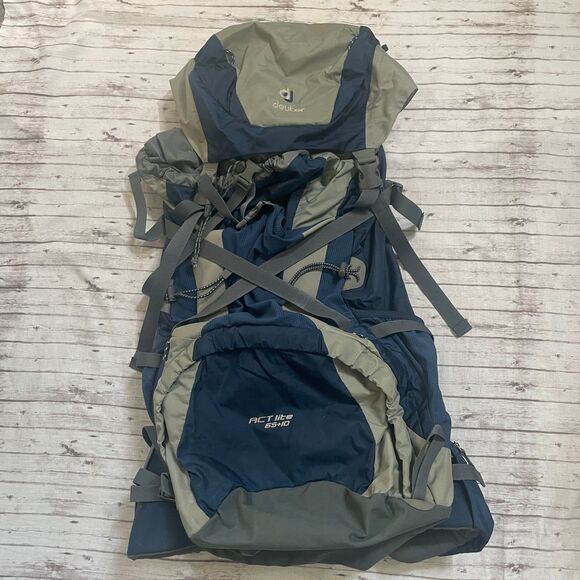 Deuter Act Lite 65 +10 Rucksack Framed Hiking Backpack Daypack Blue & Gray - Picture 1 of 10